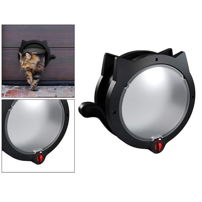 4 Way Lock Small Cat & Dog Flap Door Hidden Litter Box Pet Door Black