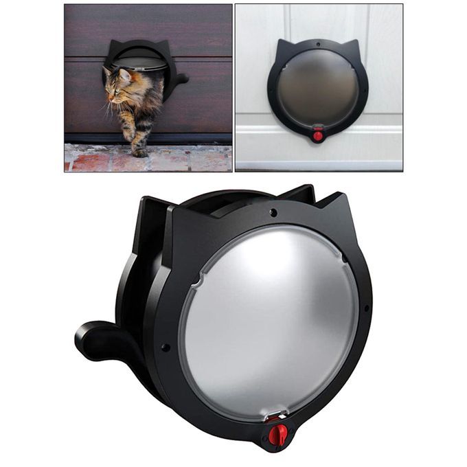 4 Way Lock Small Cat & Dog Flap Door Hidden Litter Box Pet Door Black