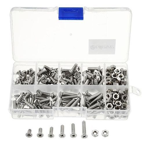 Suleve M4SP2 M4 Philips Flat Head Screws Bolts Nuts Assortment Kit 250Pcs