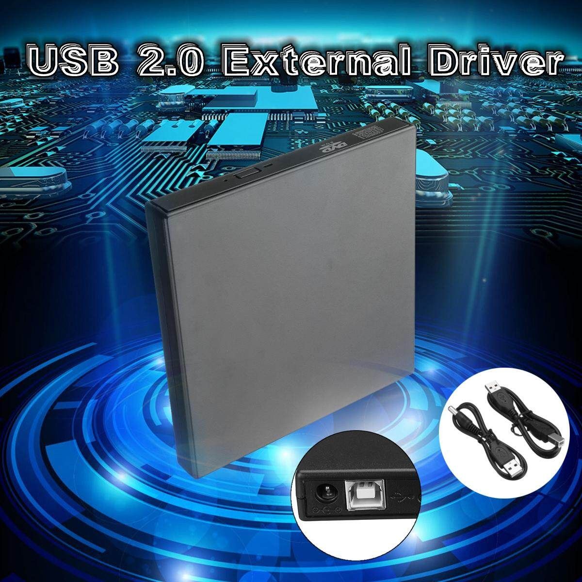External Slim USB 2.0 CD Writer Drive DVD RW Reader Player For PC Laptop