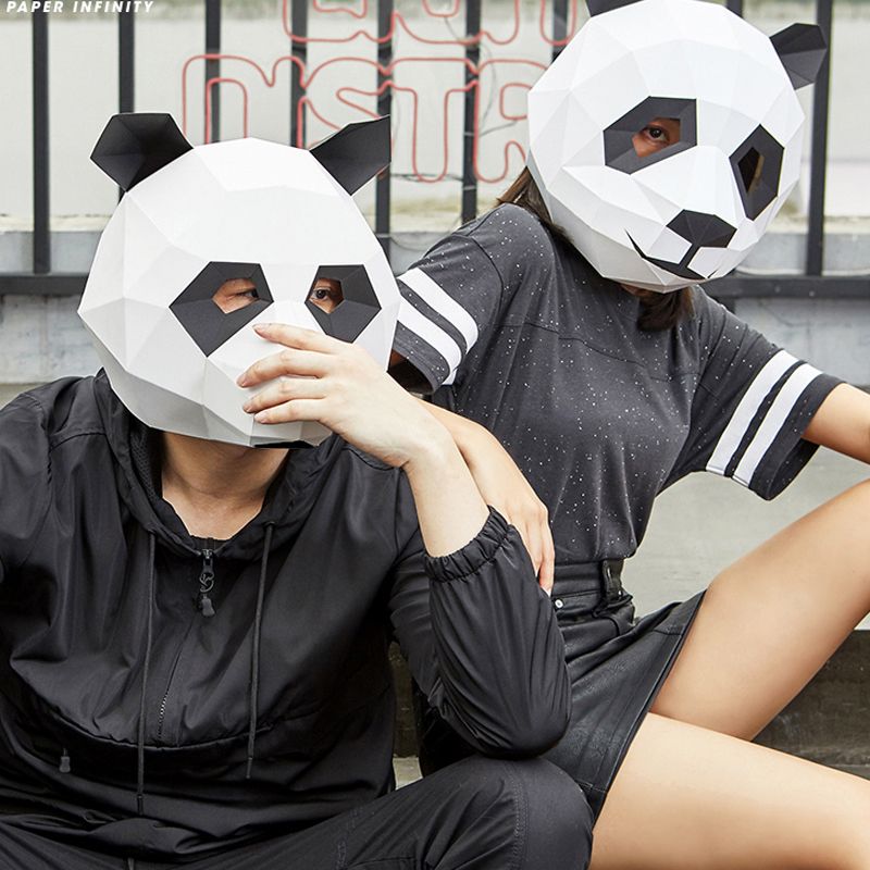 3D Paper Mold Panda Head Mask Headgear Animal Model