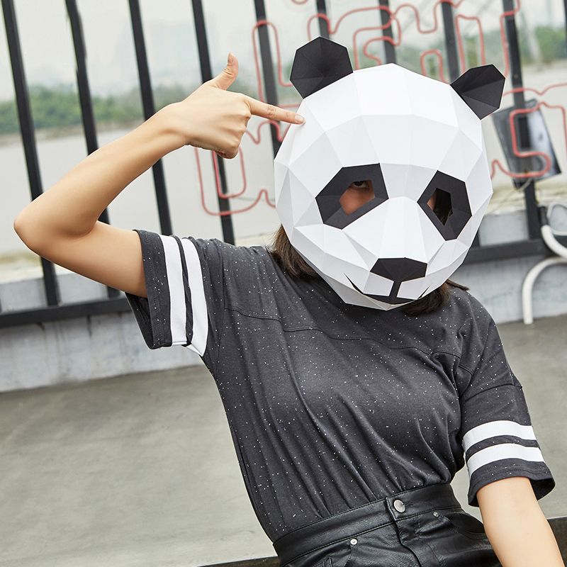 3D Paper Mold Panda Head Mask Headgear Animal Model