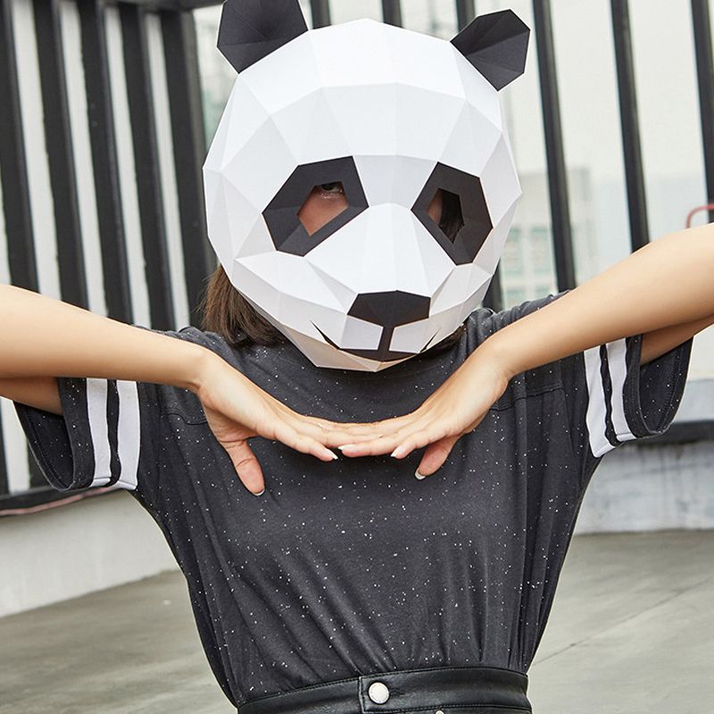 3D Paper Mold Panda Head Mask Headgear Animal Model