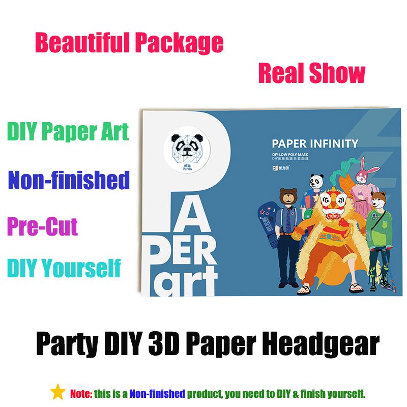 3D Paper Mold Panda Head Mask Headgear Animal Model