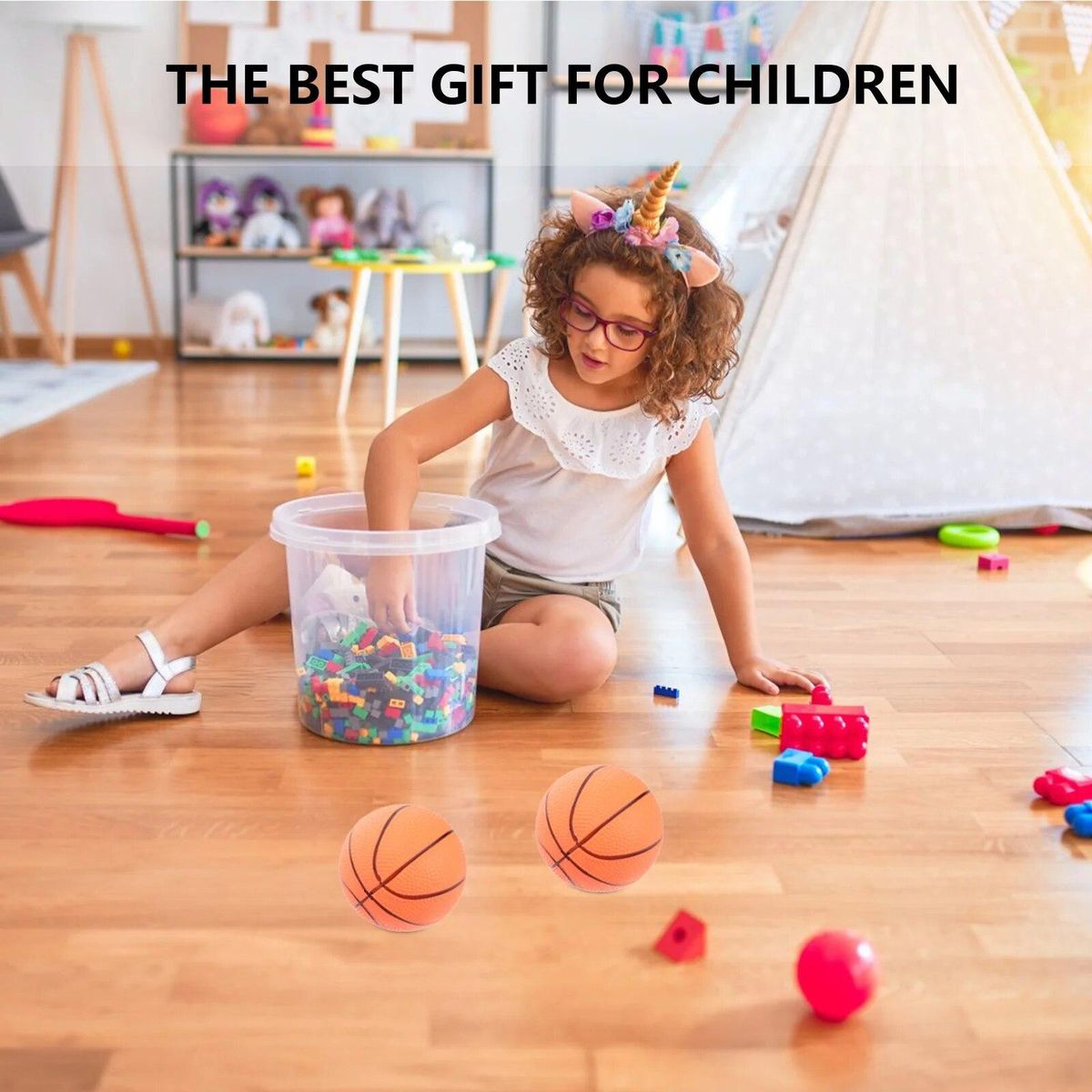 4 Pcs Outdoor Toys Toddler Kids Ball 10cm Indoor Sports Mini Bouncy Basketball Inflatable