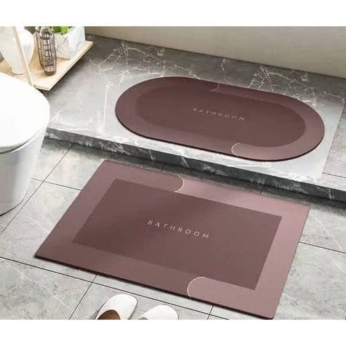 Anti-slip Bathroom  Mat - 2 Pcs - 45*70cm  -Grey