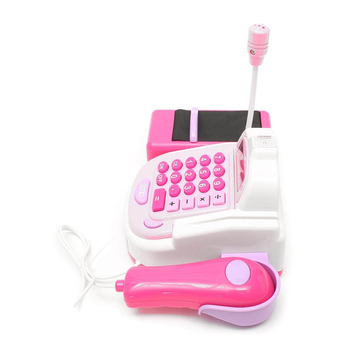 Pretend Play Electronic Cash Register Toy Actions & Sounds Pink