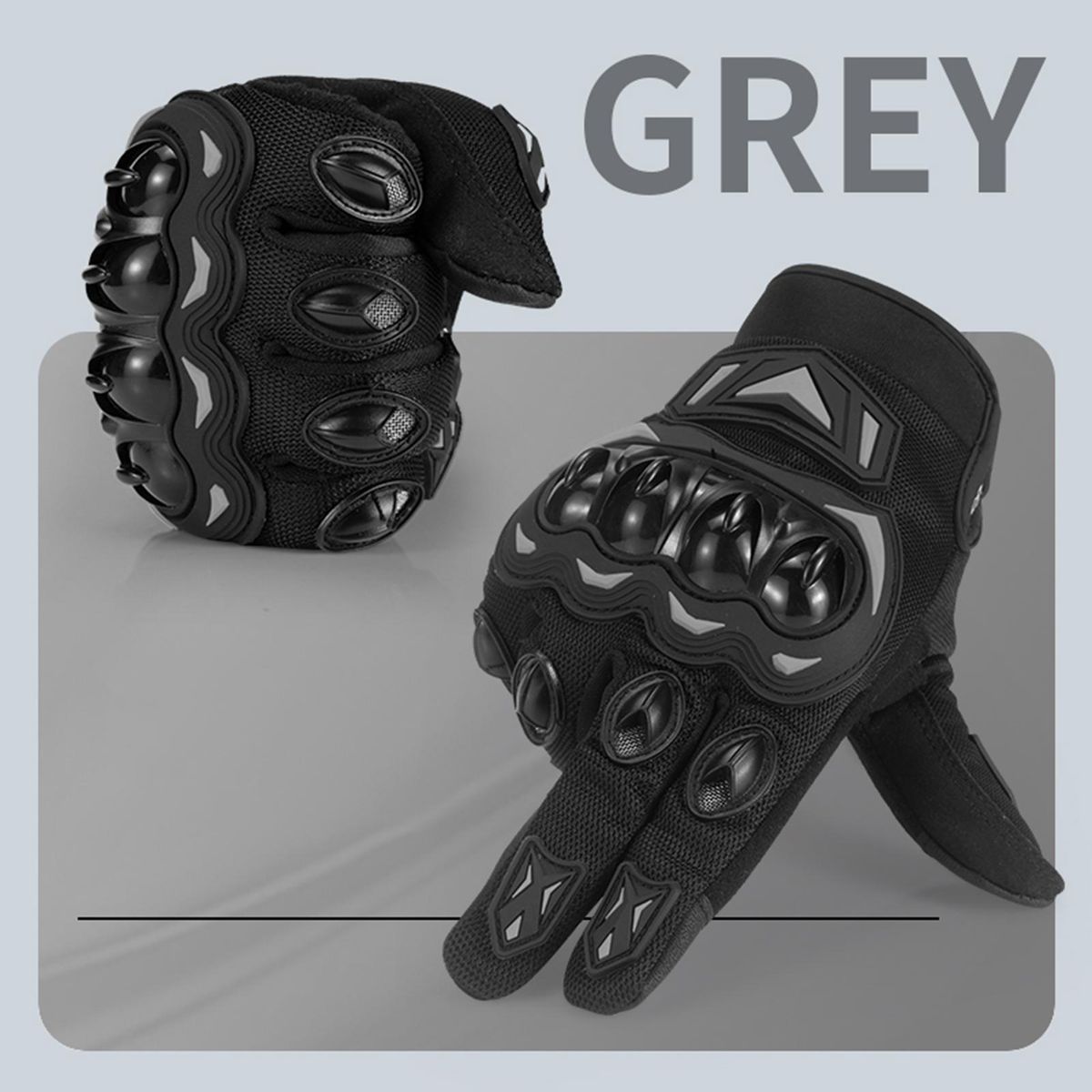 Motorcycle Gloves for Men Women, Anti-Slip Breathable Touchscreen Gloves for Riding, Road Racing, Cycling Black and Grey XXL