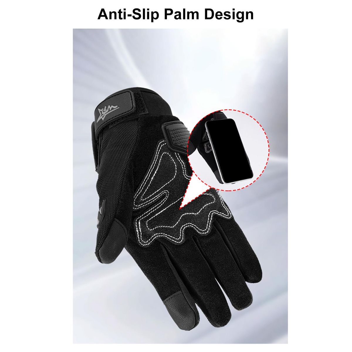 Motorcycle Gloves for Men Women, Anti-Slip Breathable Touchscreen Gloves for Riding, Road Racing, Cycling Black and Grey XXL