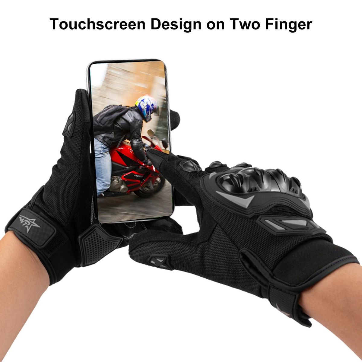 Motorcycle Gloves for Men Women, Anti-Slip Breathable Touchscreen Gloves for Riding, Road Racing, Cycling Black and Grey XXL