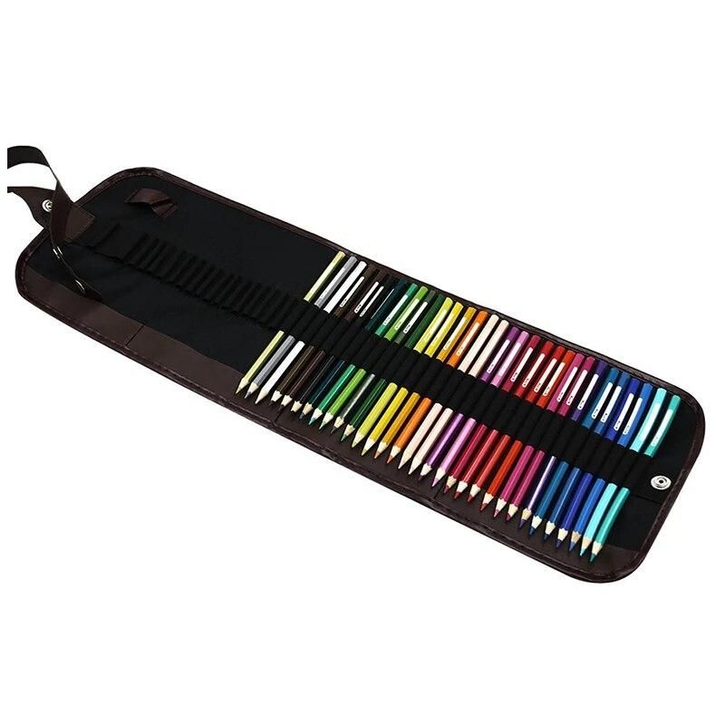 Hot Sale 48 Canvas Colored Pencil Wrap / Roll Up Pencil Case / Colored Pencil Case / Bags / Pouches for School Office Art