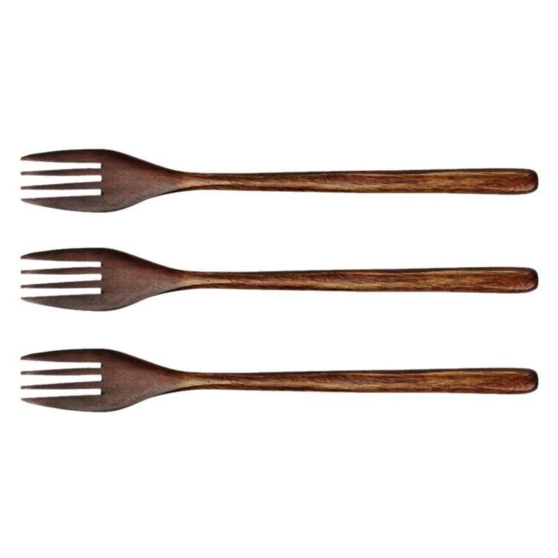 Wooden Forks, 5 Pieces Eco-friendly Japanese Wood Salad Dinner Fork Tableware Dinnerware for Kids Adult (5 Pieces No Rope Wooden