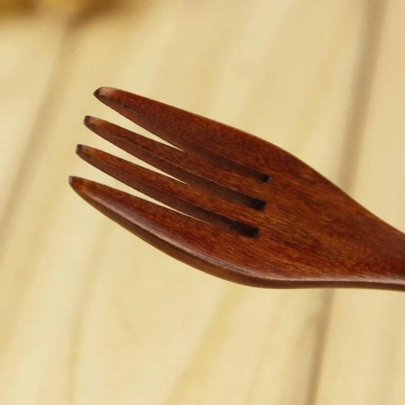 Wooden Forks, 5 Pieces Eco-friendly Japanese Wood Salad Dinner Fork Tableware Dinnerware for Kids Adult (5 Pieces No Rope Wooden