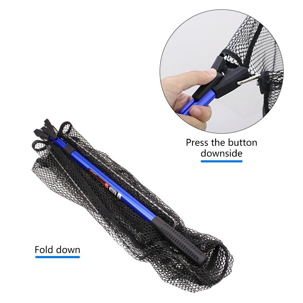 Folding Fishing Net Foldable Fish Landing Net Aluminum Telescopic Pole Handle Durable Nylon Mesh for Safe Fish Catching or Releasing