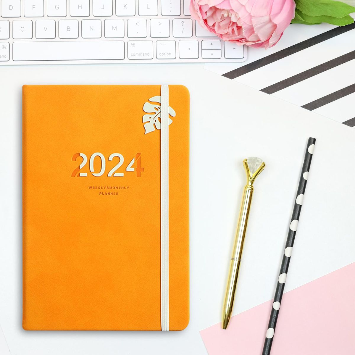 2024 Planner A5 Thick Paper Monthly Planner For Orange