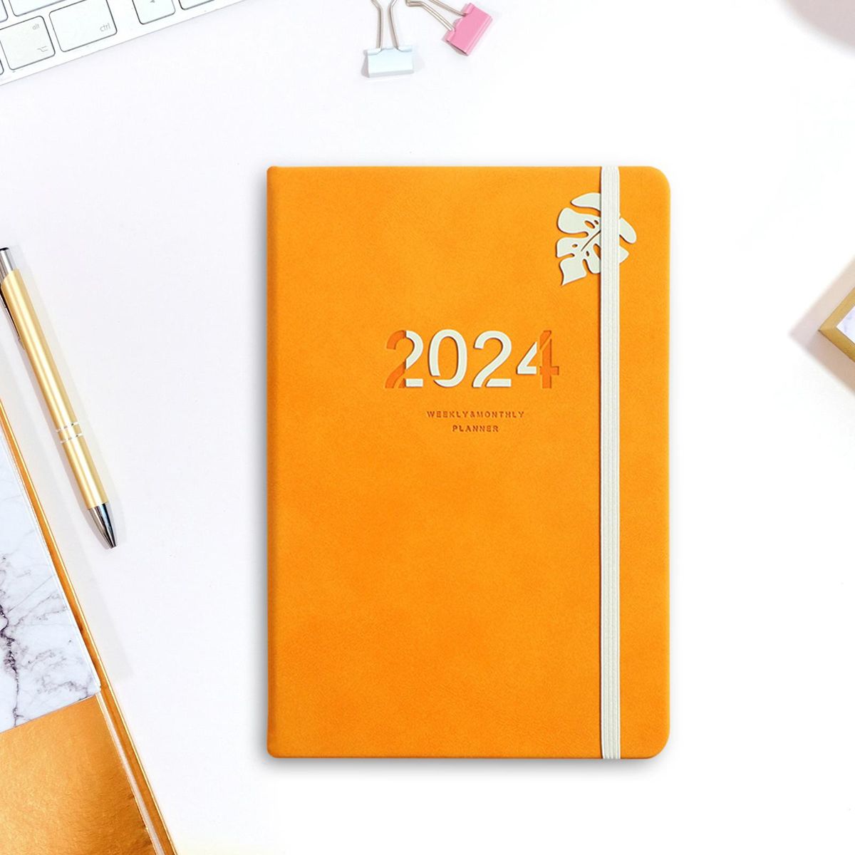 2024 Planner A5 Thick Paper Monthly Planner For Orange