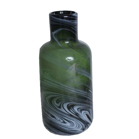Jordan Art Deco Ar Glass Vase 27cm - Newport Green