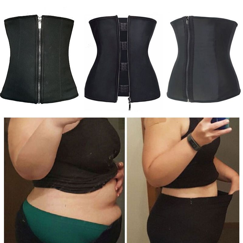 Corset Body Shaper Latex Waist Trainer Zipper Underbust