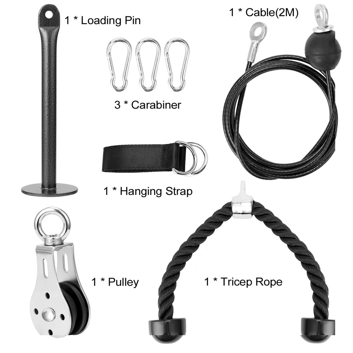 Fitness DIY Pulley Cable Machine Attachment System Loading
