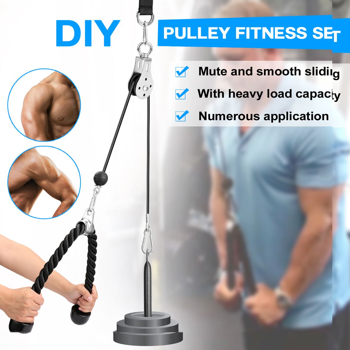 Fitness DIY Pulley Cable Machine Attachment System Loading