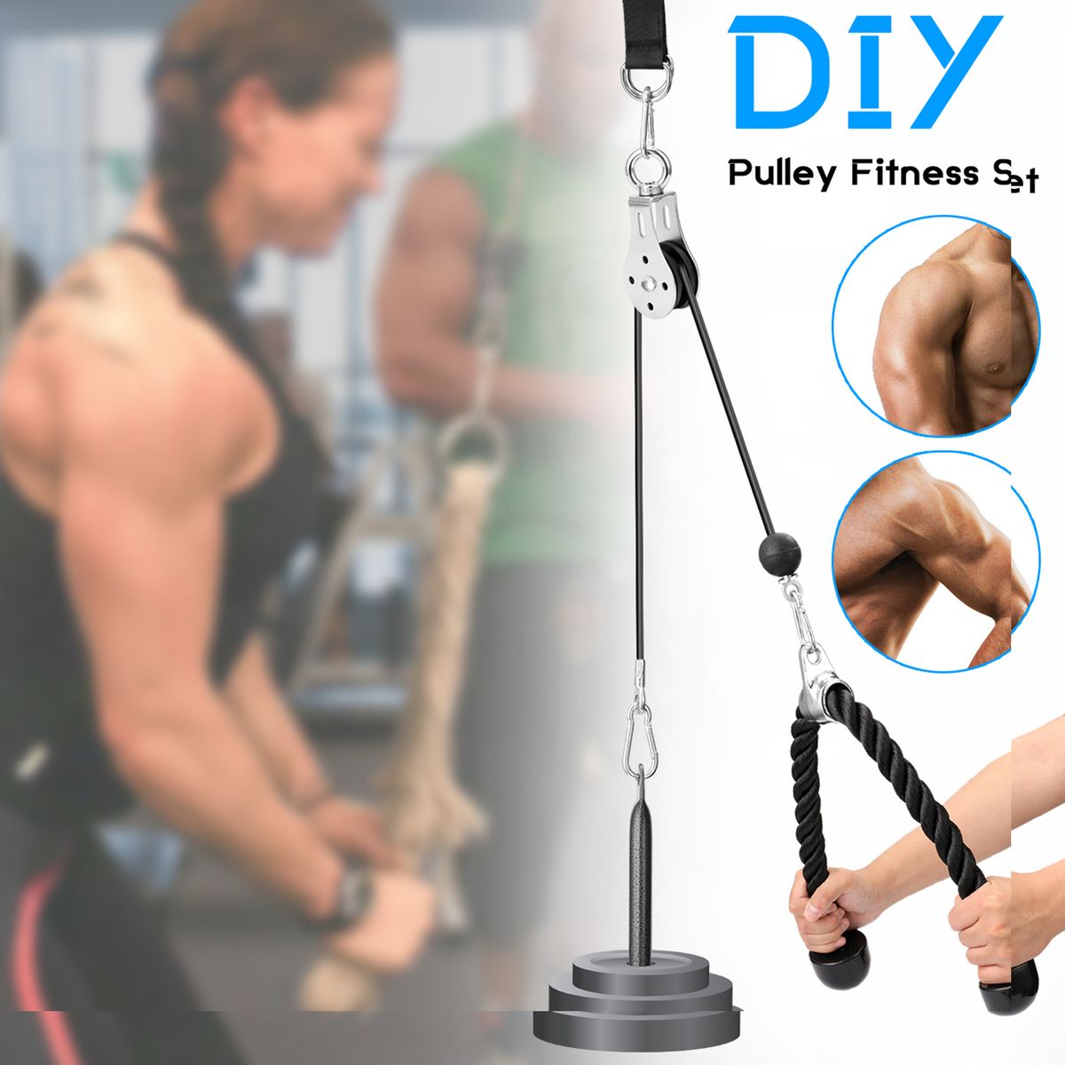 Fitness DIY Pulley Cable Machine Attachment System Loading