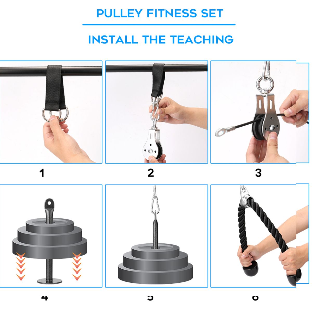 Fitness DIY Pulley Cable Machine Attachment System Loading