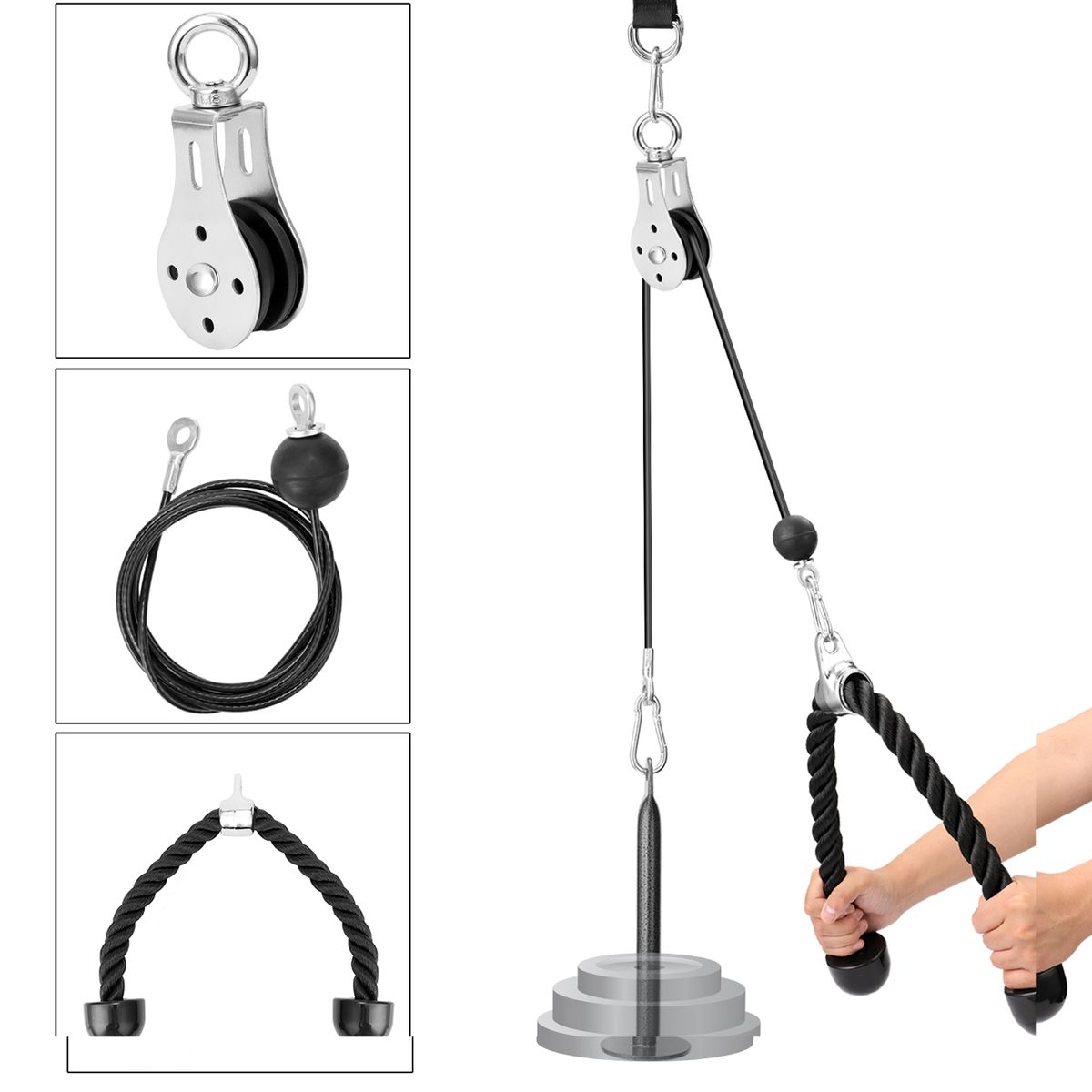 Fitness DIY Pulley Cable Machine Attachment System Loading
