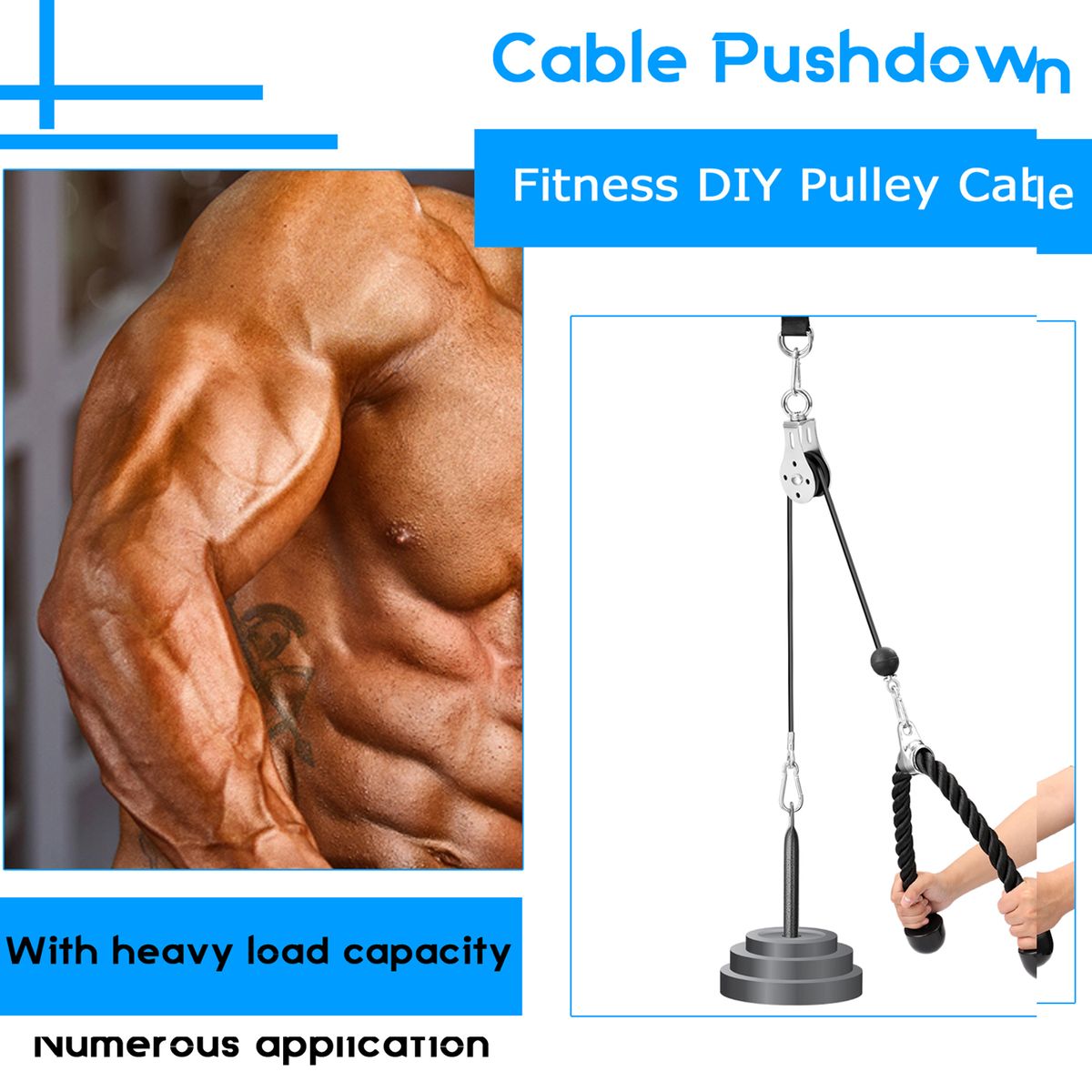 Fitness DIY Pulley Cable Machine Attachment System Loading