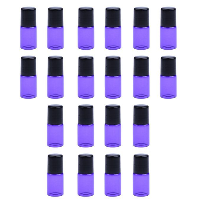 20pcs Bottle Diffusers Bottle Roll-on Pipette Roller - 3ML Purple