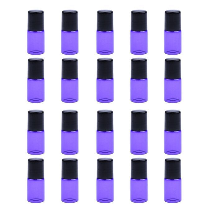 20pcs Bottle Diffusers Bottle Roll-on Pipette Roller - 3ML Purple