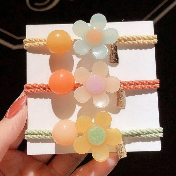 Small Fresh Hair Rope  Ute  Olored Flowers  R Fairy Knotted Hair Rope Gi  Heart Tie Head Rubber Band Hair Ring-orange Red