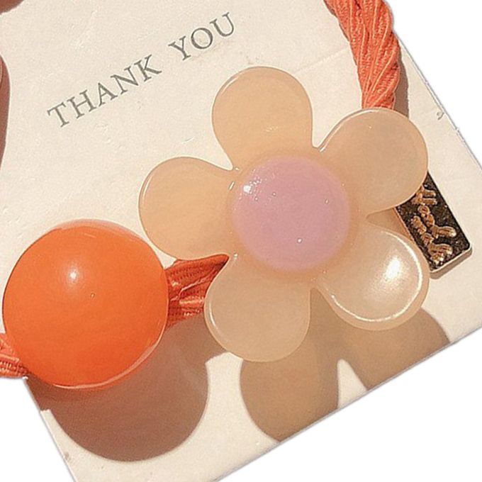 Small Fresh Hair Rope  Ute  Olored Flowers  R Fairy Knotted Hair Rope Gi  Heart Tie Head Rubber Band Hair Ring-orange Red