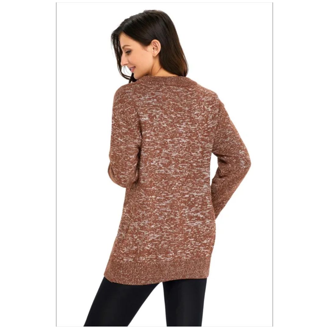 R Brown Criss V Neck Sweater