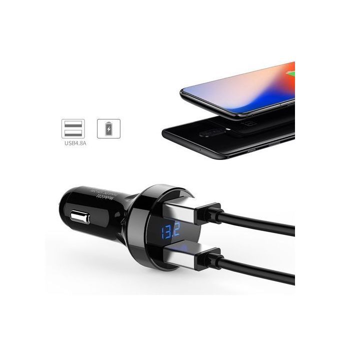 Car Charger Car Car Charger Usb Digital Display Silver