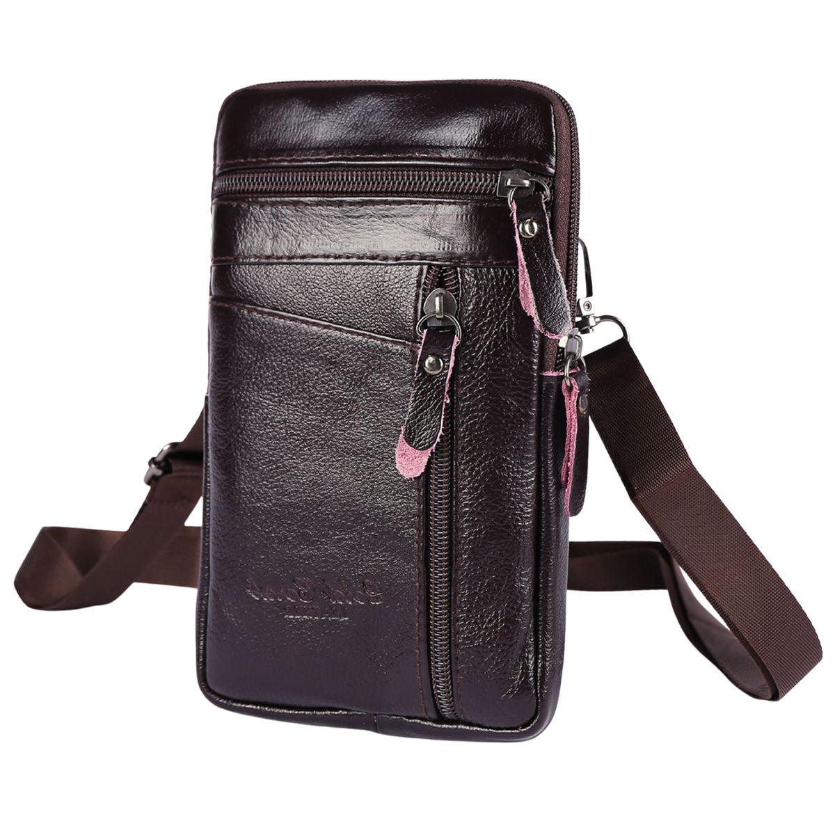 Men's Leather Shoulder Bag Outdoor Sports Mobile Phone Bags Waterproof And Durable Leather Pockets For Business Receipt Wallets