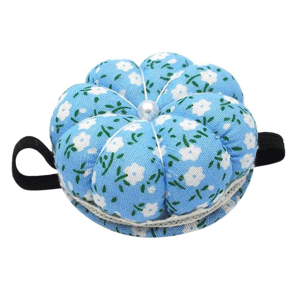 Pumpkin Shape Pincushion Wrist Cushion Arm Pincushion Rubber Band Blue