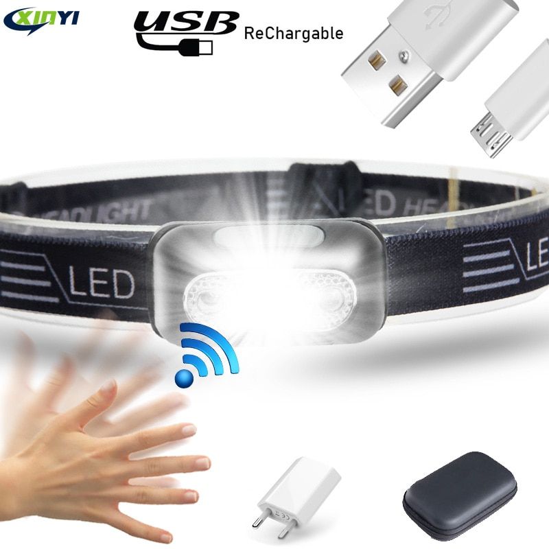 10000Lm Mini LED Headlamp Body Motion Sensor Headlight With