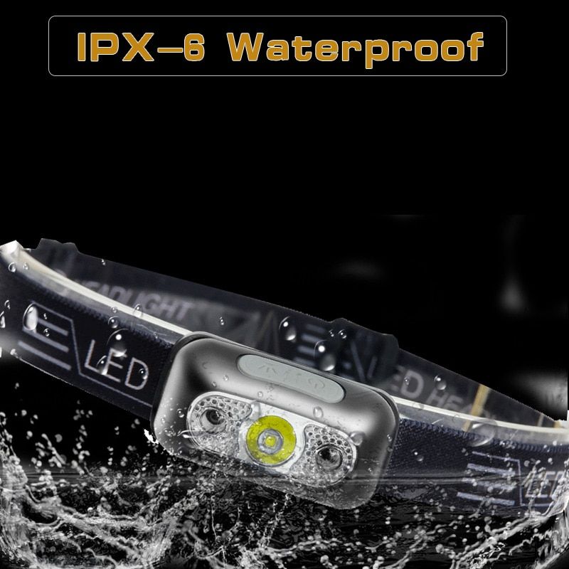 10000Lm Mini LED Headlamp Body Motion Sensor Headlight With