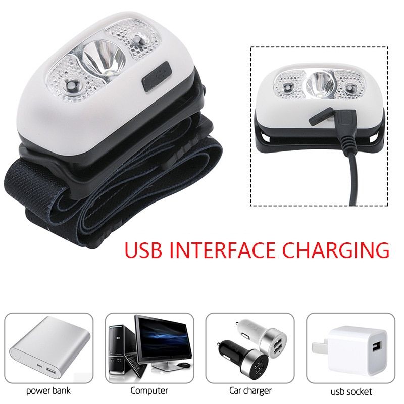 10000Lm Mini LED Headlamp Body Motion Sensor Headlight With