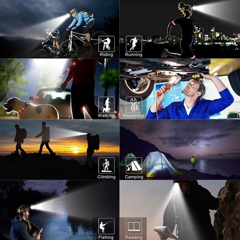 10000Lm Mini LED Headlamp Body Motion Sensor Headlight With