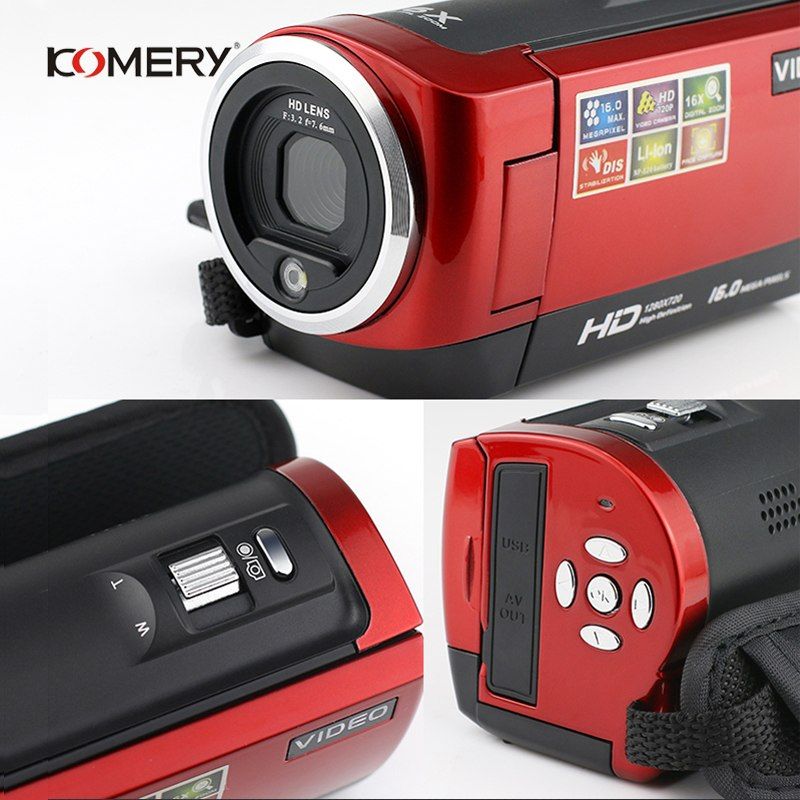 KOMERY HD Video Camera 2.7 Inch LCD Screen 16x Zoom Digital Anti-shake Mini Camcorder Camara Fotografica Digital Professional LIEGE