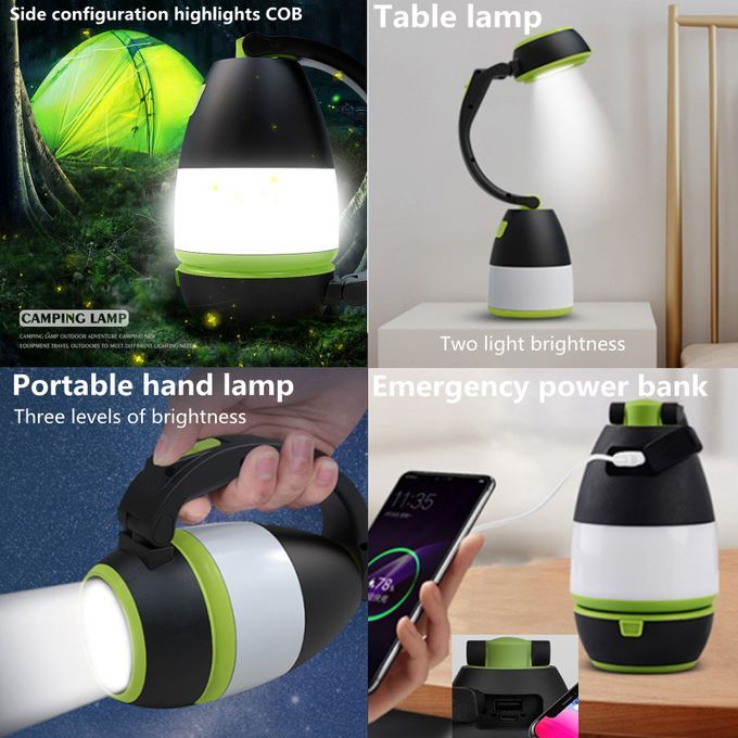 4 In 1 USB Charging Portable LED Camping Light Lantern Flashlight Reading Desk Lamp Emergency Power