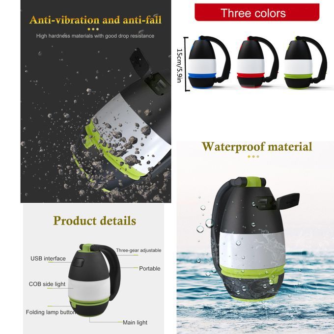 4 In 1 USB Charging Portable LED Camping Light Lantern Flashlight Reading Desk Lamp Emergency Power