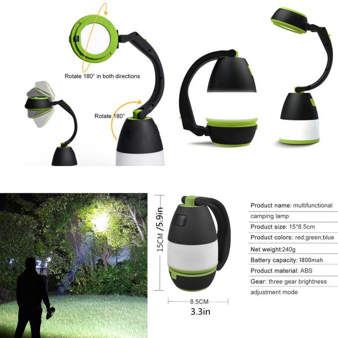 4 In 1 USB Charging Portable LED Camping Light Lantern Flashlight Reading Desk Lamp Emergency Power