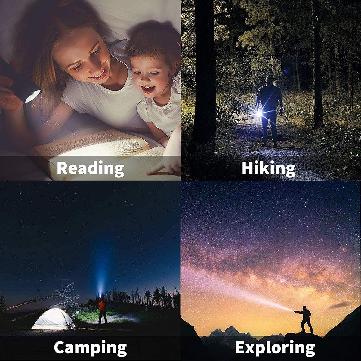 LED Flashlight USB Rechargeable Outdoor Camping Flash Ligh