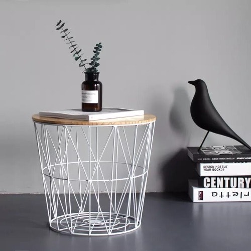 Nordic Style Storage Stool - White Base
