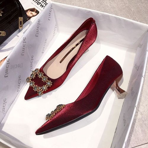 French Sexy Pointed Office Ladies Heels -Red
