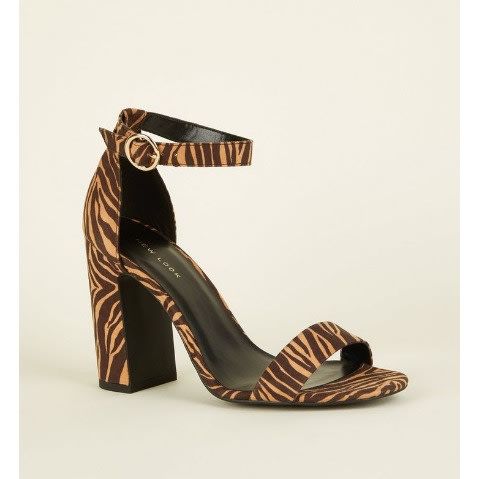 New Look Brown Zebra Print 2 Part Block Heels