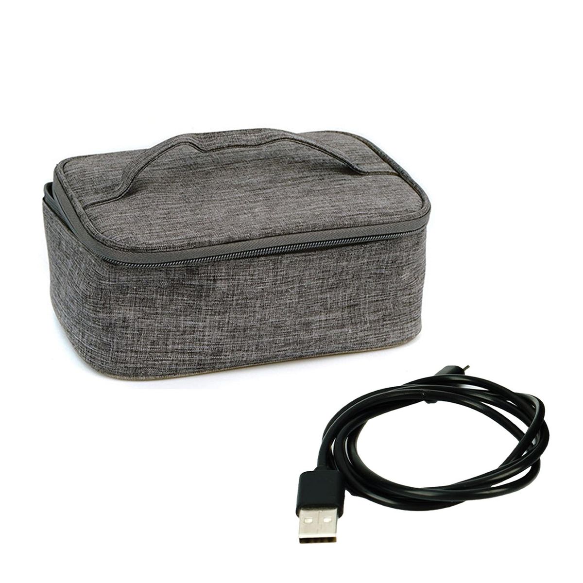 1 Set Heating Lunch Pouch Electric Heating Bag with Mesh Pocket Grey
