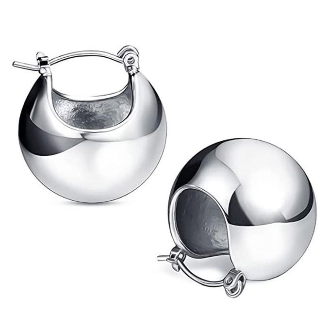 1 Pair Women Earrings Ball Shape Exquisite-Silver